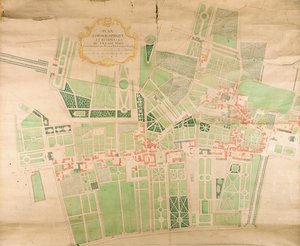 N11Seine87地形図とイッシーの村の調査、1740年（紙にペン、インク、トイレ）